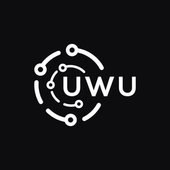 UWU technology letter logo design on black  background. UWU creative initials technology letter logo concept. UWU technology letter design.