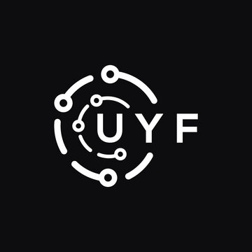 UYF technology letter logo design on black  background. UYF creative initials technology letter logo concept. UYF technology letter design.