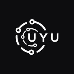 UYU technology letter logo design on black  background. UYU creative initials technology letter logo concept. UYU technology letter design.