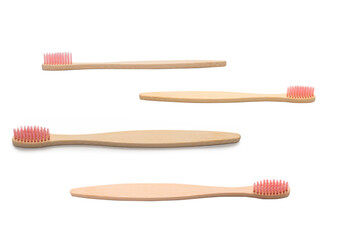 Bamboo toothbrush isolated on a white background.