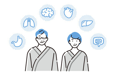 健康診断や人間ドックを受けるシニア男女 © gugu