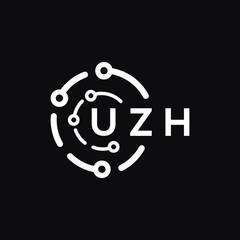 UZH technology letter logo design on black  background. UZH creative initials technology letter logo concept. UZH technology letter design.