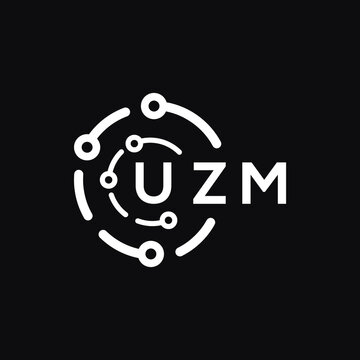 UZM technology letter logo design on black  background. UZM creative initials technology letter logo concept. UZM technology letter design.