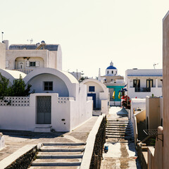 Walking in the streets of Santorini in Greece