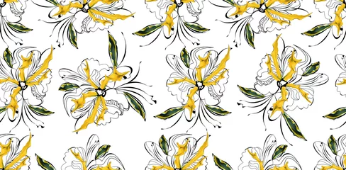 Gordijnen seamless abstract pattern. seamless abstract flower pattern.Textile pattern, geometric print pattern for textile design and fabrics. Digital Paper, Digital Patterns © Workartpattern