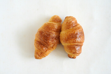 Mini croissant on a white
background.