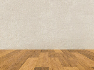 Mock up of empty room with concrete wall and wood laminate floor. 3D rendering