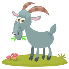 Vector illustration of cute goat character cartoon isolated