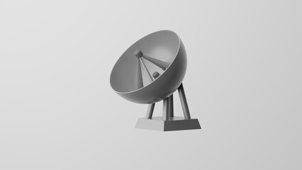 Minimalism Satellite dish, antenna symbol, signal emoji. Isolated on white background. 3d rendering