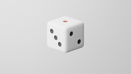 Minimalism dice, cube symbol, luck emoji. Isolated on white background. 3d rendering
