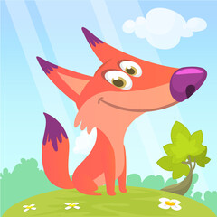  Cute cartoon  fox character. Vector illustration isolated