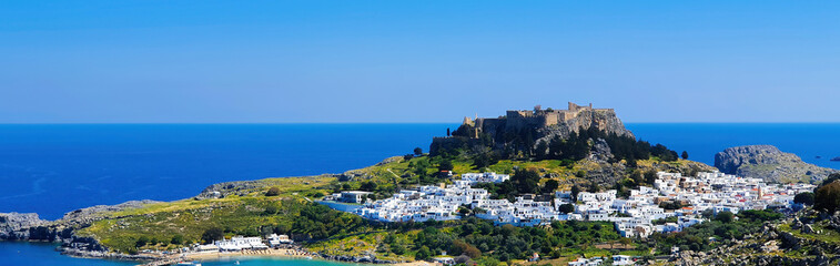 Panoramic view of Lindos , Greece