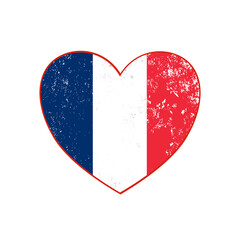 France retro heart flag - vector
