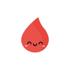 Cute smiling blood drop cartoon. Happy character vector illustration