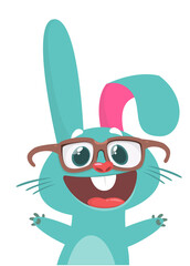 Happy cute bunny cartoon. Easter vector rabbit  illustration