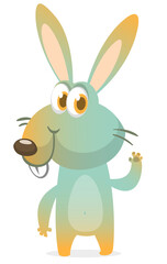 Happy cute bunny cartoon. Easter vector rabbit  illustration