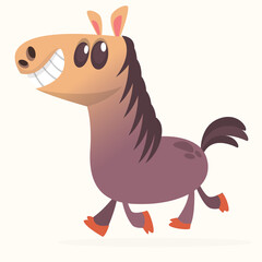 Illustration of purebred chestnut horse. Cartoon vector horse character isolated