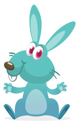 Happy cute bunny cartoon. Easter vector rabbit  illustration