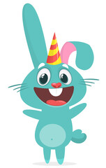 Happy cute bunny cartoon. Easter vector rabbit  illustration