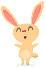 Happy cute bunny cartoon. Easter vector rabbit  illustration