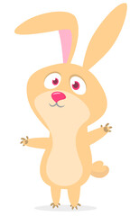 Happy cute bunny cartoon. Easter vector rabbit  illustration
