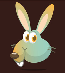 Happy cute bunny cartoon. Easter vector rabbit  illustration