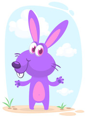 Happy cute bunny cartoon. Easter vector rabbit  illustration