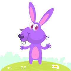 Happy cute bunny cartoon. Easter vector rabbit  illustration