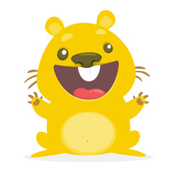 Cartoon vector illustration of funny hamster. Isolated on white
