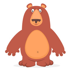 Happy cartoon bear. Vector illustration of grizzly bear