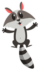 Fototapeta na wymiar Happy excited cartoon raccoon or badger. Wild forest animal collection. Baby education. Isolated on white background. Vector illustration