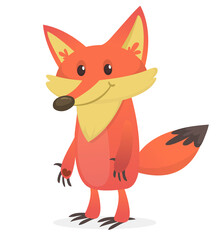  Cute cartoon  fox character. Vector illustration isolated