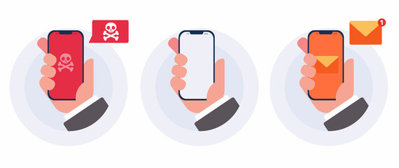 Hand holding a smartphone , Notification on smartphone.
