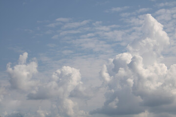 day blue sky with strata and cumulonimbus clouds