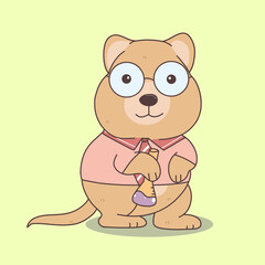 Obraz na płótnie Canvas cute quokka animal student character with school supplies