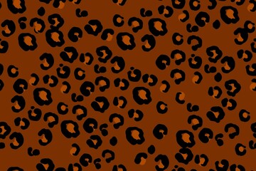 Seamless pattern with leopard fur in brown, beige, black colors. Endless texture for fabric, clothes, textile, wallpaper © olechkaart