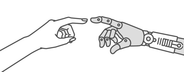 Artificial Intelligence AI and Humans. An illustration evoking a partnership.