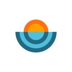 Retro logo of sea and sun