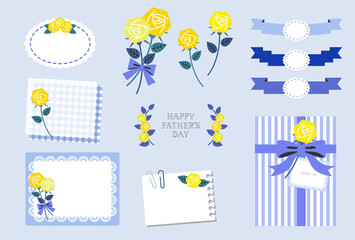 父の日　黄色いバラの装飾イラスト素材 / vector eps