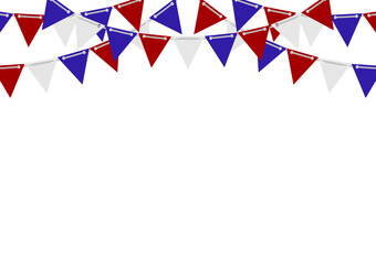 Fourth of July, Independence day of the United States. Happy Birthday America. Party Background with Flags Vector Illustration.
