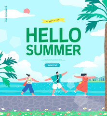 summer shopping event illustration. Banner  © 기원 이
