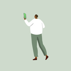 Person with smartphone. Flat design