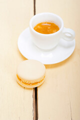 colorful macaroons with espresso coffee