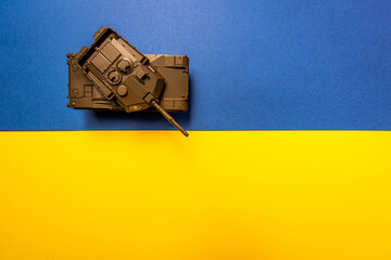 tank on a Ukraine flag