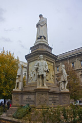 Monument to Leonardo Da Vinci at Piazza della Scala in Milan
