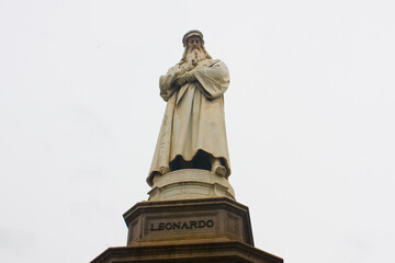 Monument to Leonardo Da Vinci at Piazza della Scala in Milan	