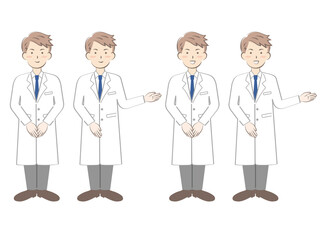 白衣姿の男性　医師　全身　案内