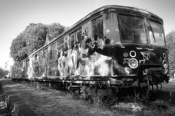 Alter Sbahn Zug in Schwarz und Weiß