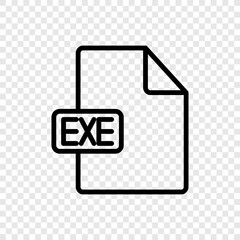 EXE file simple icon vector. Flat design. Transparent grid.ai