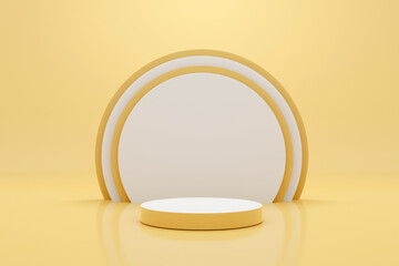 Geometry shapes podium for product display on brown background. 3d rendering illustration.